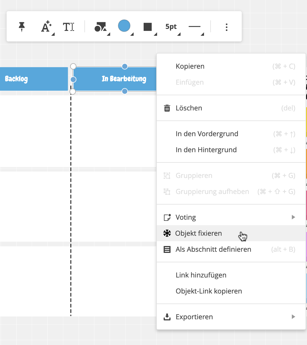 Objekte fixieren Context menu.png